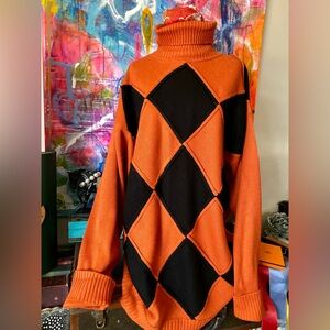 Awesome colors Argyle Styling REGAL WEAR Collegiate Sweater Tunic Dress XL 🧡🖤